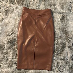 Babaton faux leather pencil skirt with front slit
